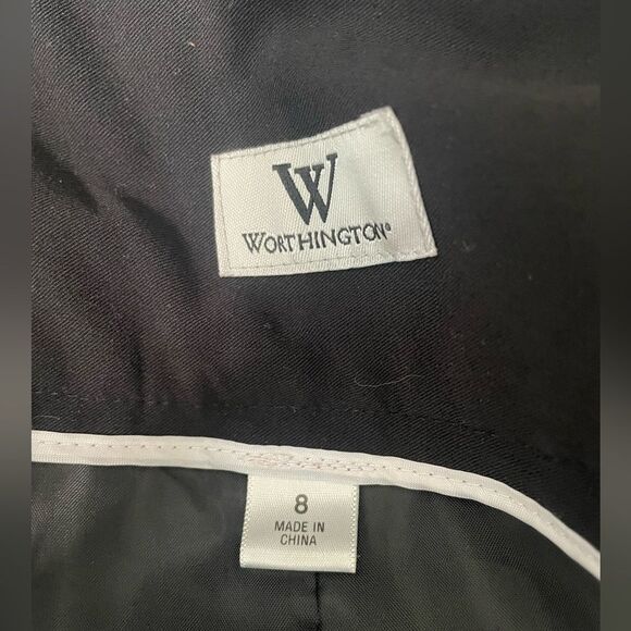 Worthington Black Lined Knee Length Pencil Skirt w/ White Color Block Size 8 - Picture 5 of 8